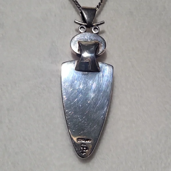 Frank Patania Jr Sterling, Onyx and Coral Owl Pendant - Picture 2 of 5